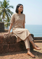 Woven Handloom Cotton Checked Kurta Co ord Set