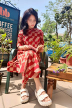 Bagru Print Summer Coord Set in Madder Red