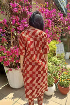 Bagru Print Summer Coord Set in Madder Red
