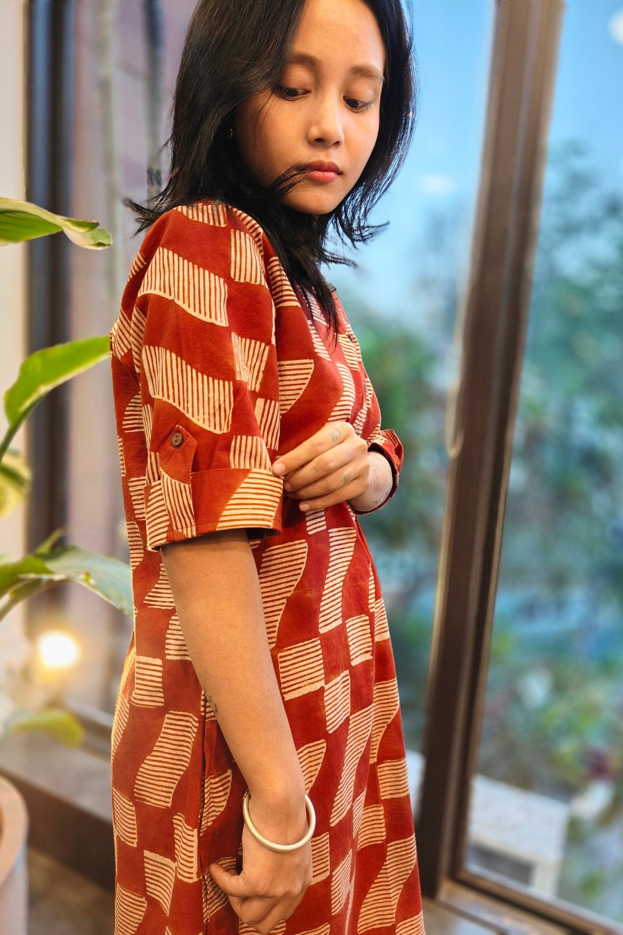 Bagru Print Summer Coord Set in Madder Red