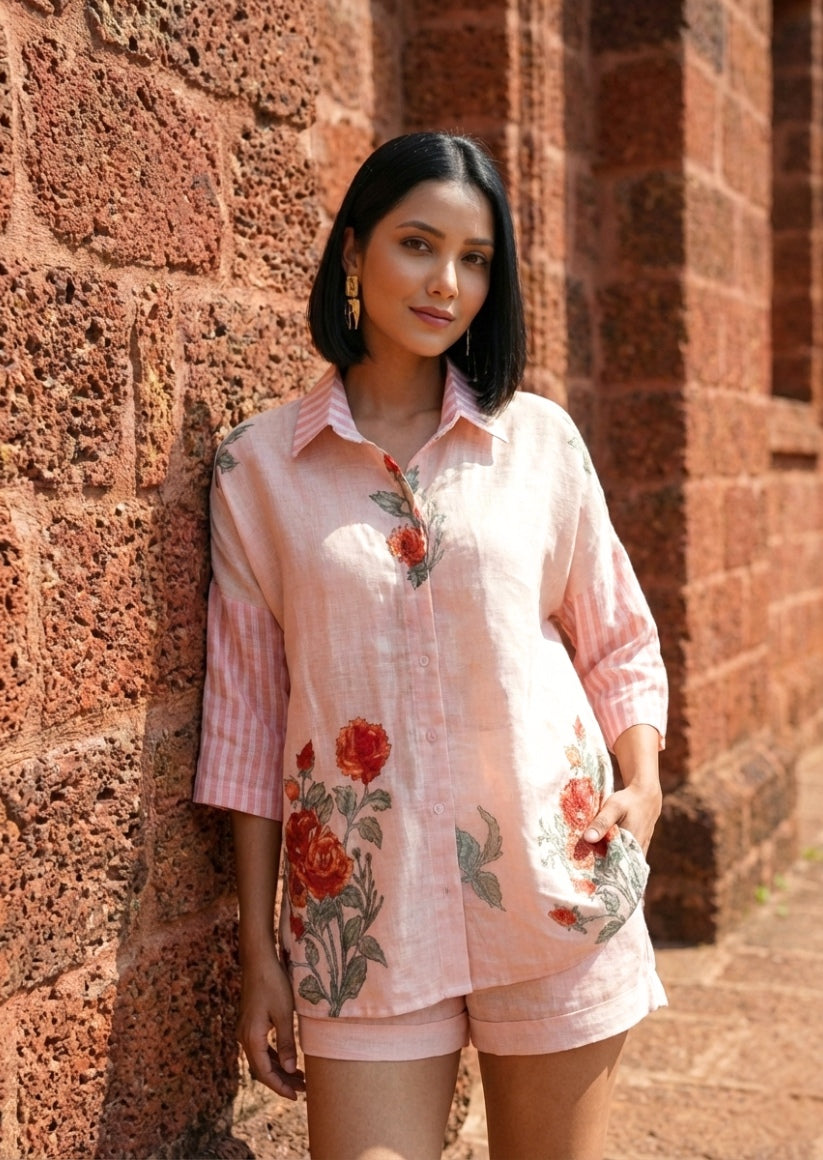 floral printed linen shirt 
