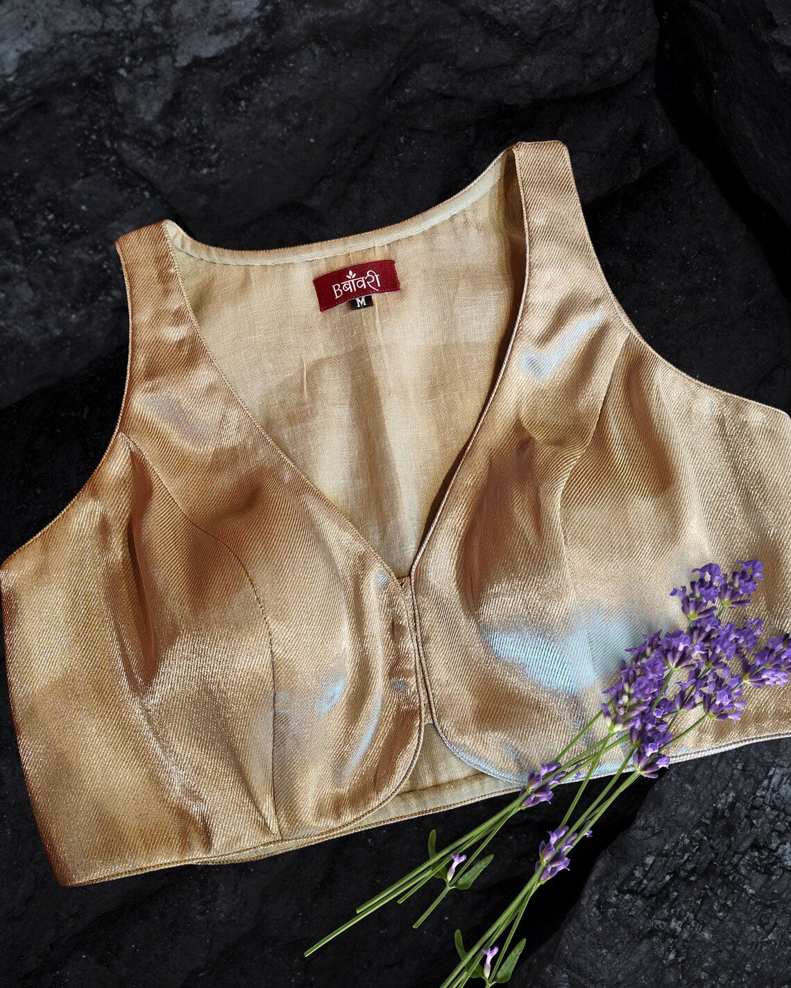 Designer Silk Brocade Saree Blouse (Water Gold Color)