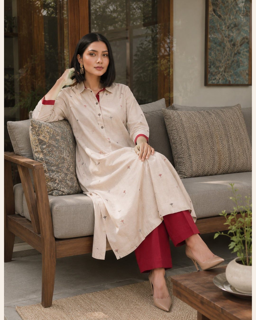 Ivory Handloom Cotton Kurta Set