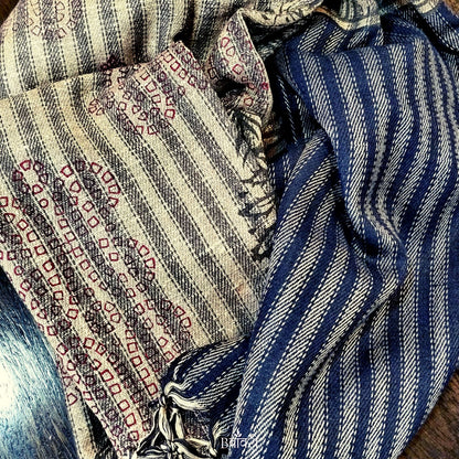 Handwoven Silk - Eri Spun Stoles _Natural Striped