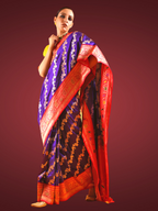 Handwoven Banarasi Katan Silk Saree with Meenakari Kadhiyal Border