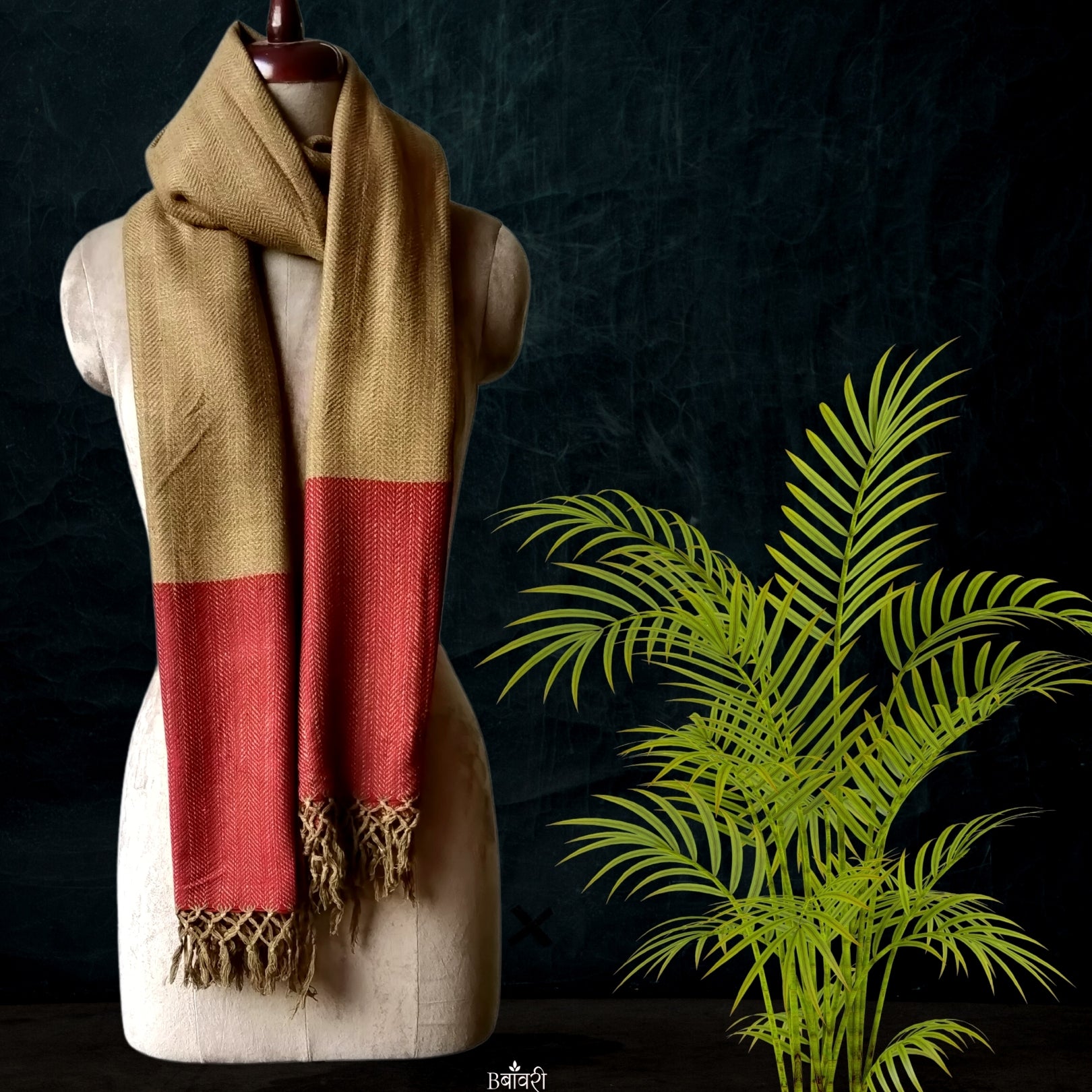 Handwoven  Eri - Tussar Silk Shawl/Stole_ Rust Red