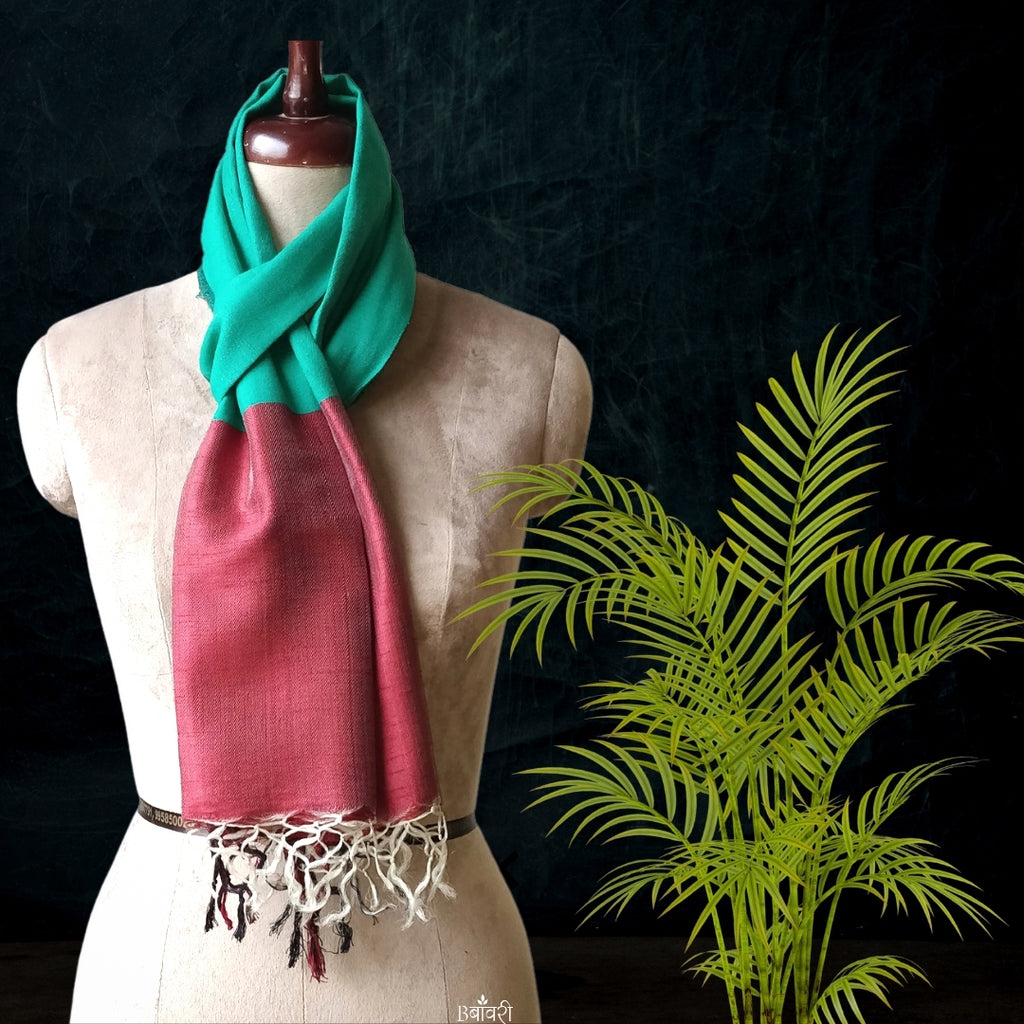 Handwoven Silk - Eri Spun Stoles _Green