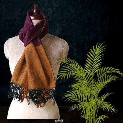 Handwoven Silk - Eri Spun Stoles _Burgundy
