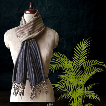 Handwoven Silk - Eri Spun Stoles _Natural Striped