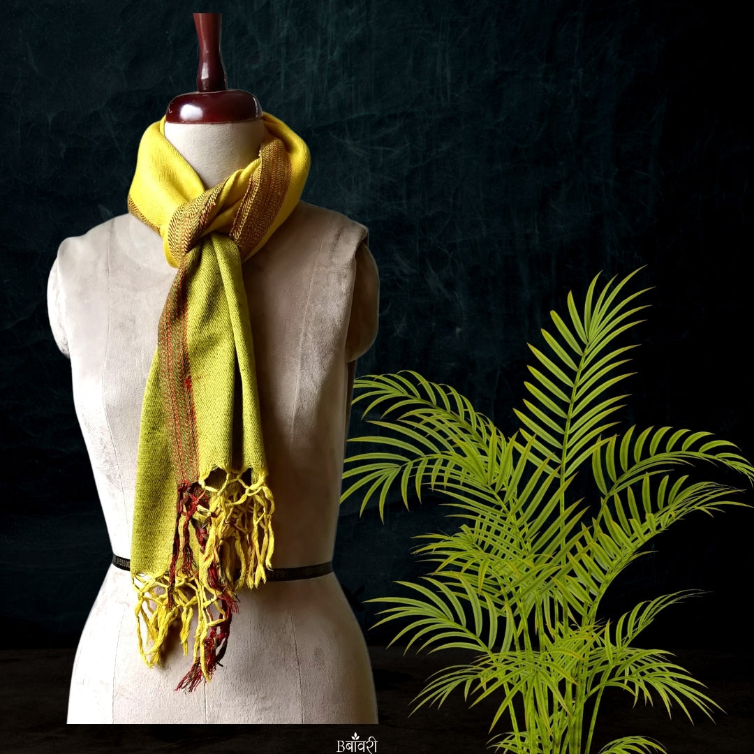 Handwoven Silk - Eri Spun Stole _ Yellow