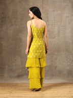 Embroidered Layered Sharara Set In Yellow