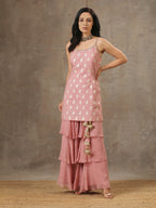 Embroidered Onion Pink Top with  Layered Gharara