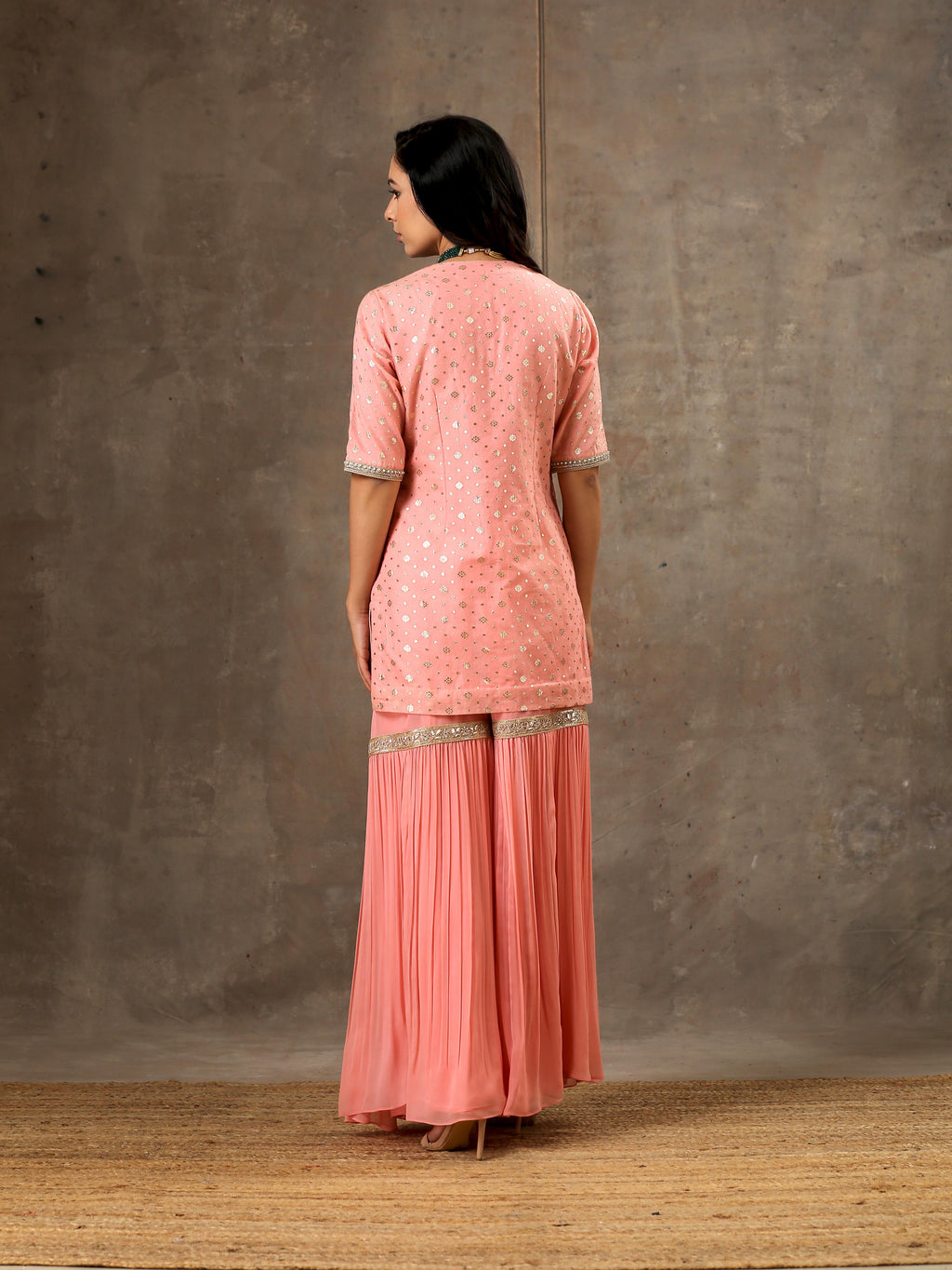 Peach Color Kurta Sharara Set