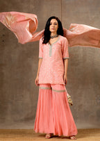Peach Color Kurta Sharara Set