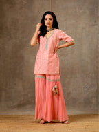 Peach Color Kurta Sharara Set