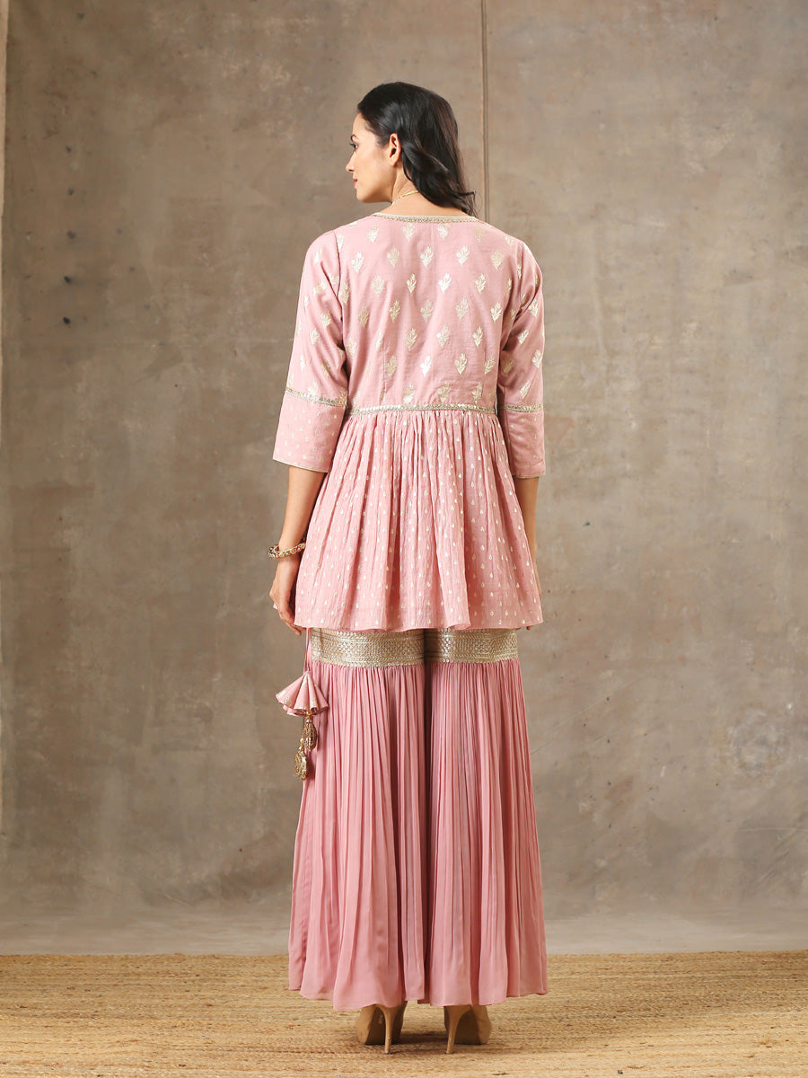 Peplum Sharara Set in Onion Pink Color