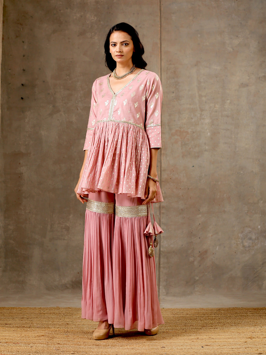 Peplum Sharara Set in Onion Pink Color