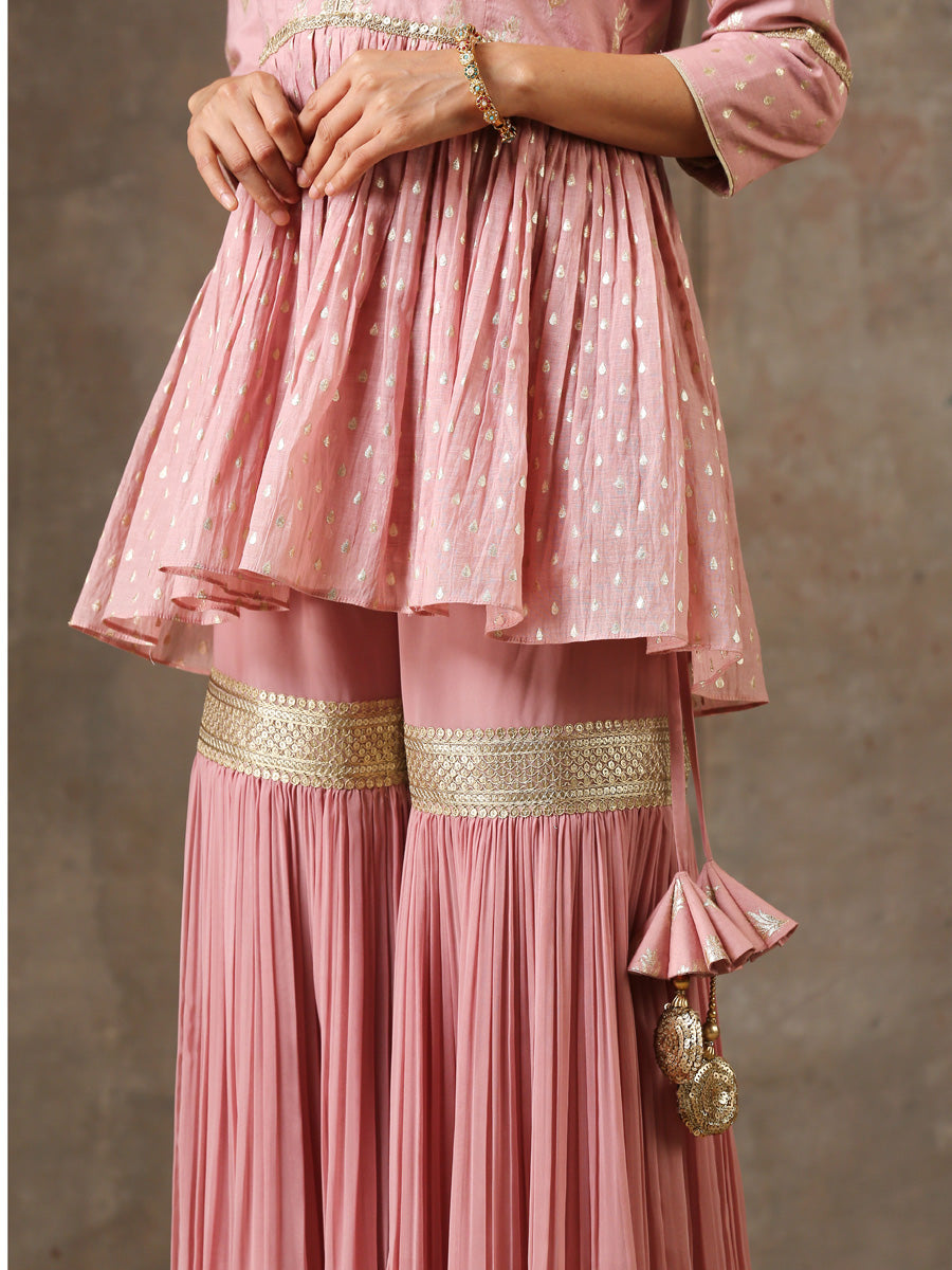 Peplum Sharara Set in Onion Pink Color