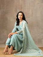 Chanderi Silk Yoke Kurta in Tiamo Blue