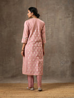 Chanderi Silk Yoke Kurta in Onion Pink Color
