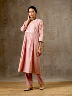 Chanderi Silk Yoke Kurta in Onion Pink Color
