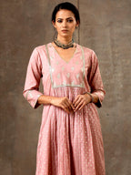 Chanderi Silk Yoke Kurta in Onion Pink Color