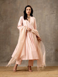 Woven Cotton Ensemble of 3 with Kota Dupatta - Powder Pink