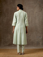 Woven Cotton Ensemble of 3 with Kota Dupatta - Pastel Green
