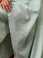 Malhaar Chanderi Silk  Ensemble (Set of 3)- Sage Green