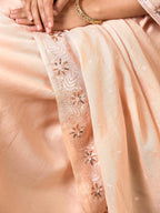 Malhaar Chanderi Silk Ensemble (Set Of 3)- Peach