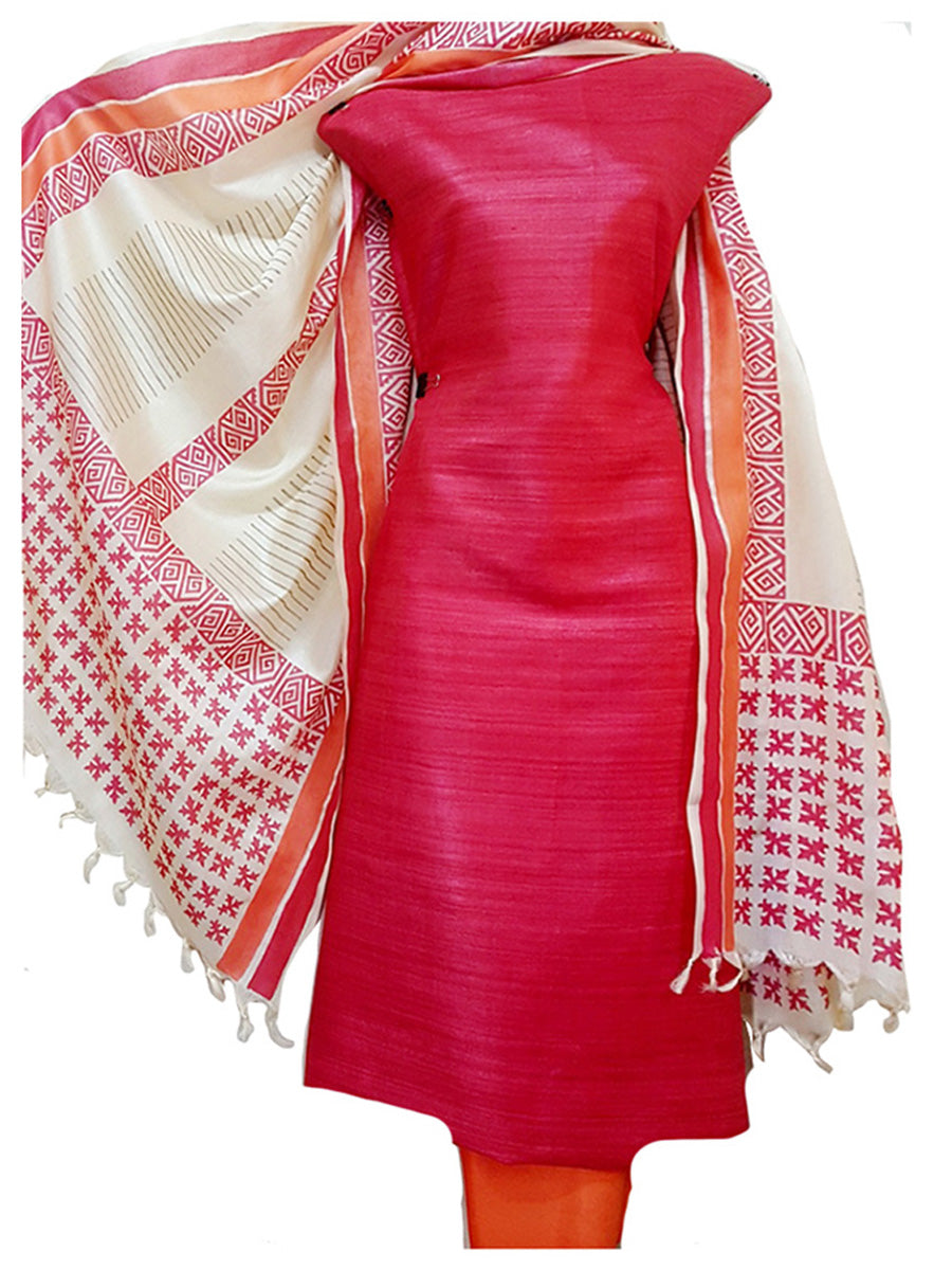 Hand Block Printed Tussar Silk Ensemble BBETU14