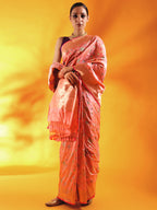Nude Pink Pure Kataan Silk Saree with Meenakari Jaal