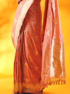 Pink Kataan Silk Saree with Crane Bird Motifs