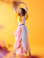 Pink Linen Saree with Silver Zari Border