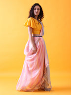 Pink Linen Saree with Silver Zari Border