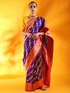 Handwoven Banarasi Katan Silk Saree with Meenakari Kadhiyal Border