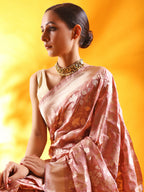 Light Pink Pure Katan Silk Banarasi Handloom Saree