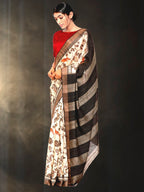 Hand Block Printed Tussar Silk Saree with Floral Theme BBPRTS09