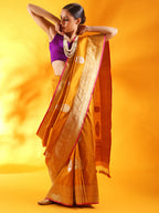 Mustard Yellow Kadhua Weave Banarasi Silk Saree with Sona Rupa Zari