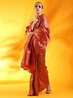 Red Banarasi Silk Saree in Tanchoi Weave