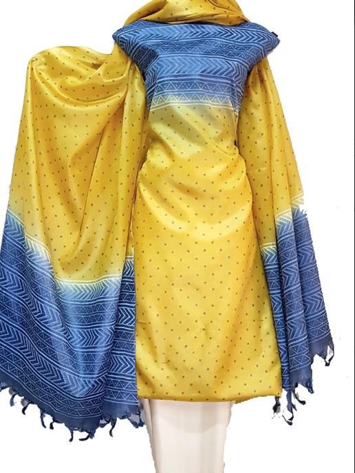 Hand Block Printed Tussar Silk Ensemble BBETU90