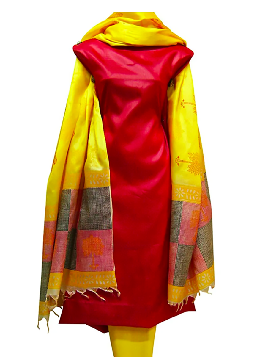 Hand Block Printed Tussar Silk Ensemble BBETU0113